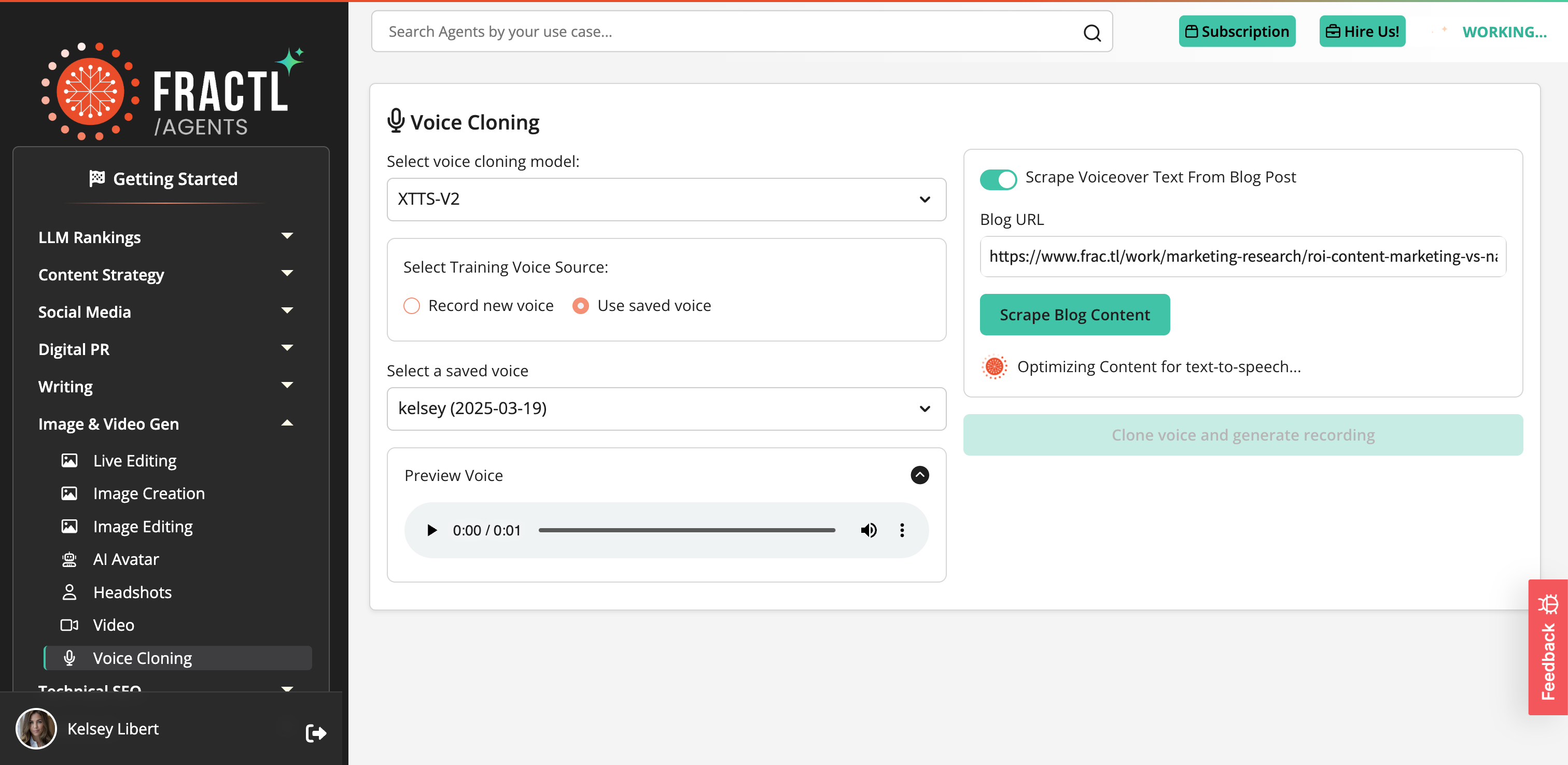 Voice Cloning Agent Interface
